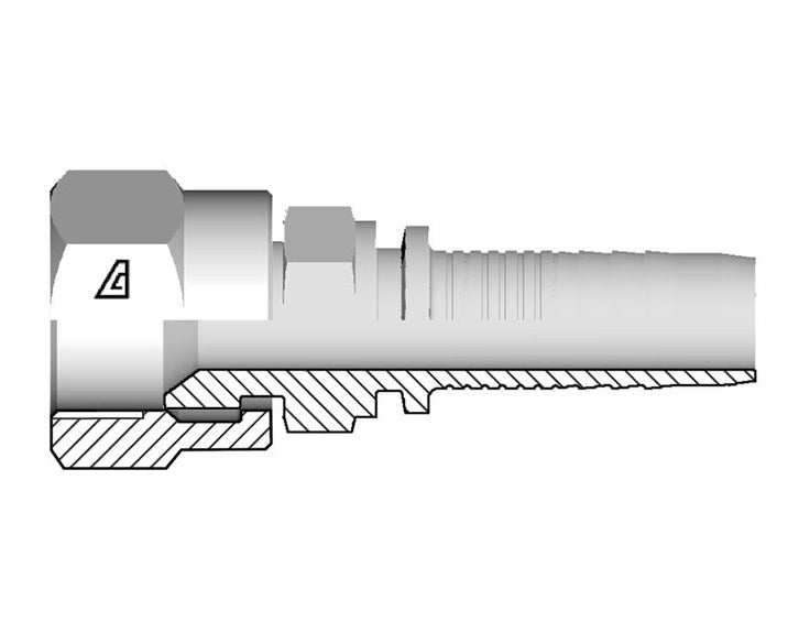 A-1216-FJDH Alfagomma by Kuriyama | A Series | Two-Piece Hydraulic Hose Fitting | Double Hex | -12 Hose ID x -16 Female JIC 37° | Steel