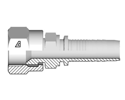 A-1216-FJDH Alfagomma by Kuriyama | A Series | Two-Piece Hydraulic Hose Fitting | Double Hex | -12 Hose ID x -16 Female JIC 37° | Steel