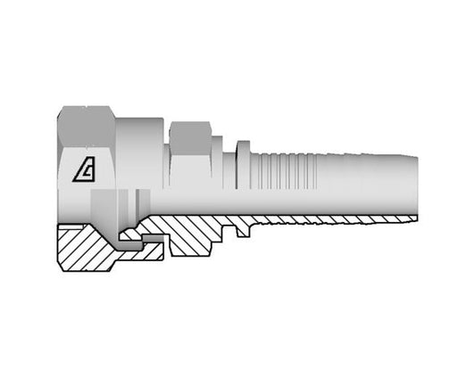 A-1616-FJIS Alfagomma by Kuriyama | A Series | Two-Piece Hydraulic Hose Fitting | -16 Hose ID x -16 Female JIS Swivel 30° Seat B 8363 Type F | Steel