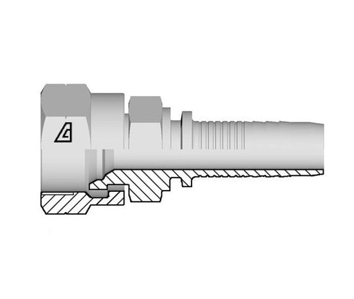 A-0618-FKOS Alfagomma by Kuriyama | A Series | Two-Piece Hydraulic Hose Fitting | -06 Hose ID x M18 Female Komatsu | Steel