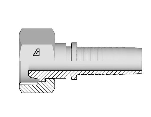 A-1230-FM6S Alfagomma by Kuriyama | A Series | Two-Piece Hydraulic Hose Fitting | DIN 3863 | -12 Hose ID x M30 Female Metric Swivel 60° Cone | Steel