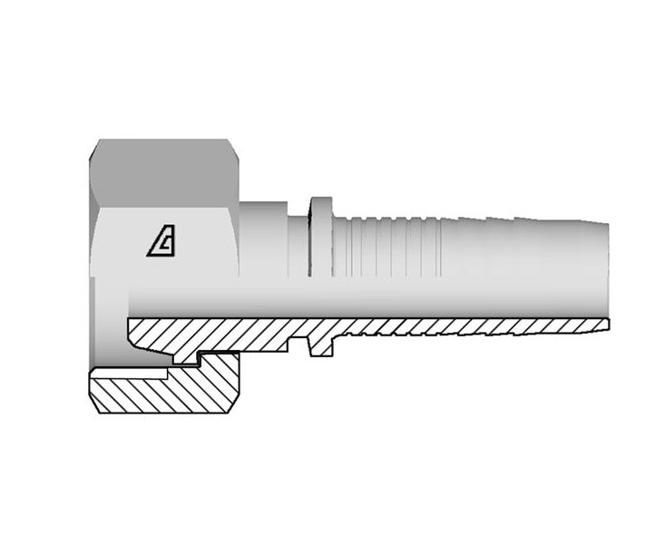 A-0520-FMFS Alfagomma by Kuriyama | A Series | Two-Piece Hydraulic Hose Fitting | -05 Hose ID x M20 Female Metric French Type (GAZ) | Steel