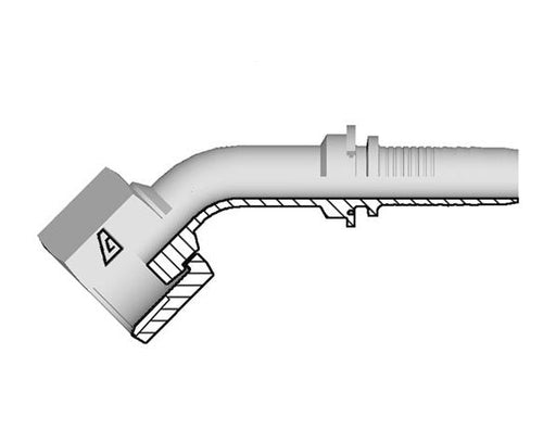 A-0608-FO45 Alfagomma by Kuriyama | A Series | Two-Piece Hydraulic Hose Fitting | 45° Elbow | -06 Hose ID x -08 Female O-Ring Face Seal Swivel | Steel
