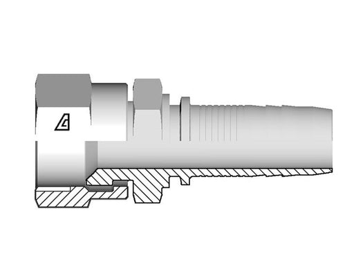 A-1212-FSAE Alfagomma by Kuriyama | A Series | Two-Piece Hydraulic Hose Fitting | Double Hex | -12 Hose ID x -12 Female SAE 45° Seat | Steel