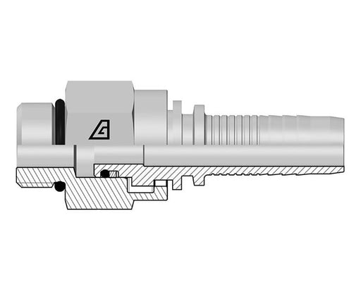 A-0608-MOBS Alfagomma by Kuriyama | A Series | Two-Piece Hydraulic Hose Fitting | -06 Hose ID x -08 Male SAE O-Ring Boss Swivel | Steel