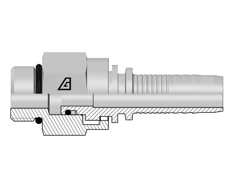 A-0808-MOBS Alfagomma by Kuriyama | A Series | Two-Piece Hydraulic Hose Fitting | -08 Hose ID x -08 Male SAE O-Ring Boss Swivel | Steel