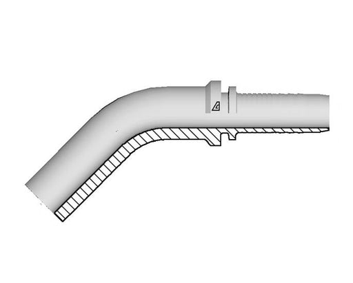A-0408-MSP4 Alfagomma by Kuriyama | A Series | Two-Piece Hydraulic Hose Fitting | 45° Elbow | Bent Tube | DIN 2353 | -04 Hose ID x M08 Metric Standpipe | Steel