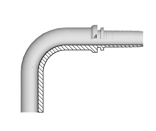 A-1220-MSP9 Alfagomma by Kuriyama | A Series | Two-Piece Hydraulic Hose Fitting | 90° Elbow | Bent Tube | DIN 2353 | -12 Hose ID x M20 Metric Standpipe | Steel