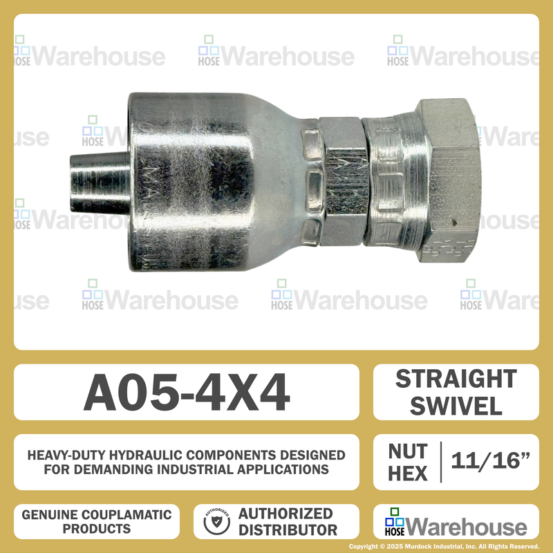 A05-4x4 by Couplamatic | A Series Coupling | 1/4" Hose ID x 1/4-18 Thread Female Swivel NPSM | Straight