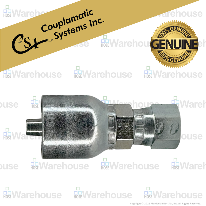 A09-6x6 by Couplamatic | A Series Coupling | 3/8" Hose ID x 9/16x18 Thread JIC 37° Female Swivel | Straight