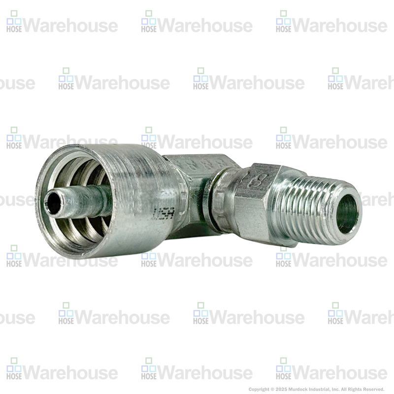 A14-6x6 by Couplamatic | A Series Coupling | 3/8" Hose ID x 3/8-18 Thread NPTF Male Swivel | 90° Elbow