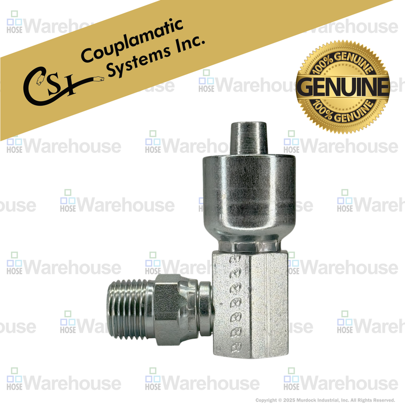 A14-8x8 by Couplamatic | A Series Coupling | 1/2" Hose ID x 1/2-14 Thread Male Swivel NPTF | 90° Elbow