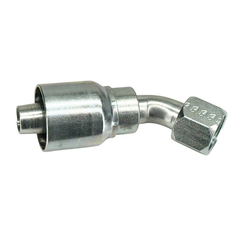 A25-10x10 by Couplamatic | A Series Coupling | 5/8" Hose ID x 7/8x14 Thread JIC/SAE Dual Seat Female Swivel | 45° Elbow