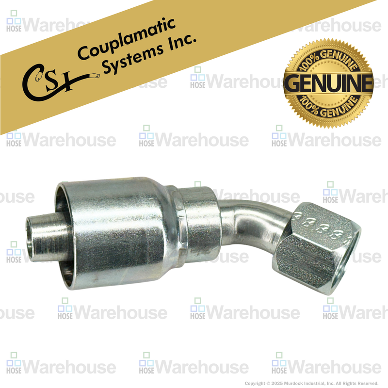 A25-8x8 by Couplamatic | A Series Coupling | 1/2" Hose ID x 3/4x16 Thread JIC/SAE Dual Seat Female Swivel | 45° Elbow