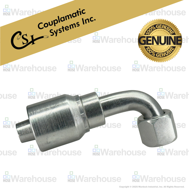 A26-12x12 by Couplamatic | A Series Coupling | 3/4" Hose ID x 1-1/16x12 Thread JIC Seat Female Swivel | 90° Elbow