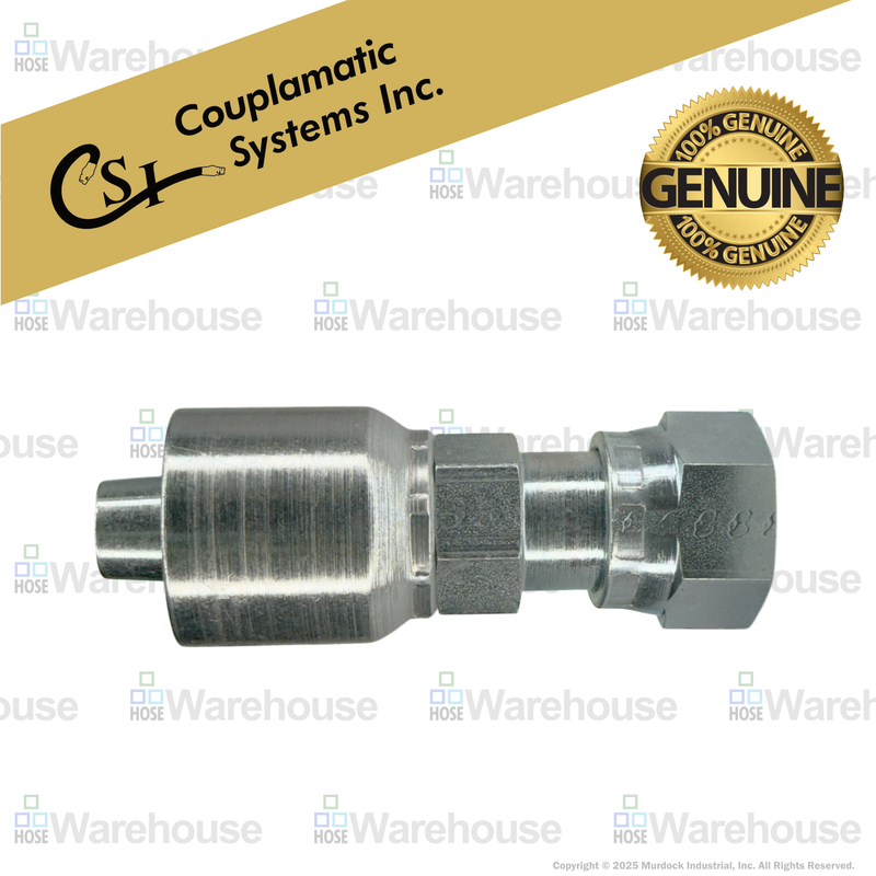A30-12x12 by Couplamatic | A Series Coupling | 3/4" Hose ID x 1-3/16x12 Thread O-Ring Face Seal | ORF Female Swivel | Straight