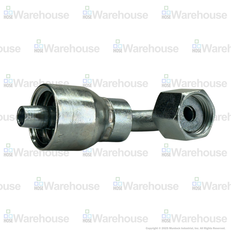 A32-6x6 by Couplamatic | A Series Coupling | 3/8" Hose ID x 11/16x16 Thread O-Ring Face Seal | ORF Female Swivel | 90° Elbow
