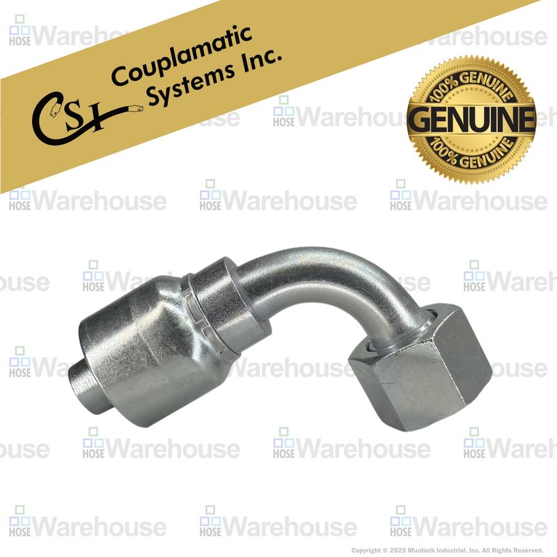 A32-8x8 by Couplamatic | A Series Coupling | 1/2" Hose ID x 13/16x16 Thread O-Ring Face Seal | ORF Female Swivel | 90° Elbow