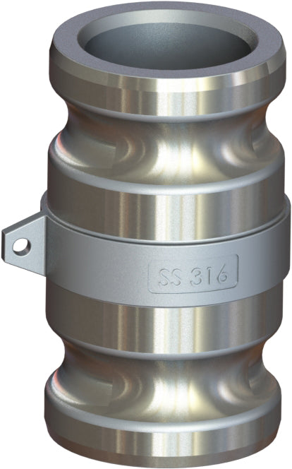 AA-316-1520 by Campbell Fittings | Standard Cobra Cam & Groove | 1-1/2" x 2" Spool Adapter | Straight | 316 Stainless Steel