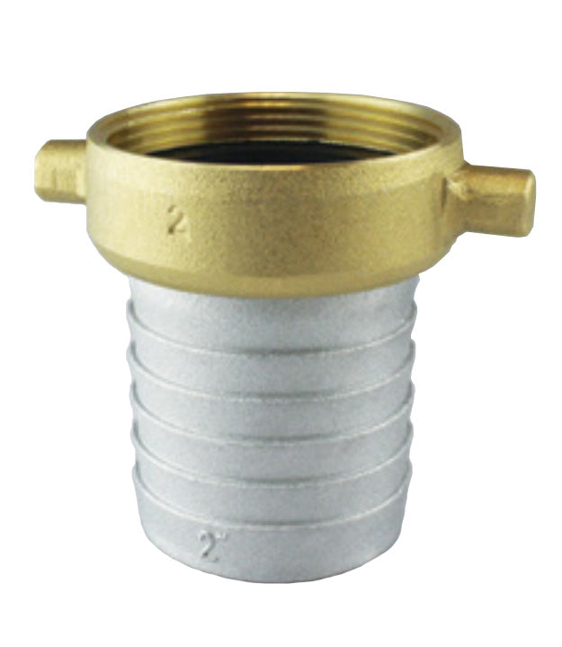 AB250F by Jason Industrial | Pin Lug Coupling | Female End | 2-1/2" Female NPSM x 2-1/2" Hose Barb | Aluminum with Brass Swivel
