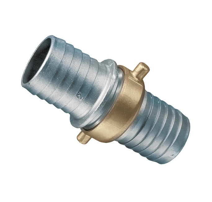 AB150 by Kuriyama | AB Series | Pin Lug Coupling | Complete Set | NPSM Threads | 1-1/2" Hose Barb x 1-1/2" Hose Barb | Aluminum with Brass Swivel Nut