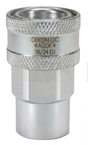 4AGOF4 by Dixon Valve | Hydraulic Quick Disconnect Coupling | AG-Series | 1/2" Female ORB x 1/2" Agricultural Interchange Ball Valve | Socket | Nitrile Seal | Steel