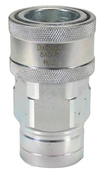 8AGF8 by Dixon Valve | Hydraulic Quick Disconnect Coupling | AG-Series | 1" Female NPTF x 1" Agricultural Interchange Ball Valve | Socket | Nitrile Seal | Steel