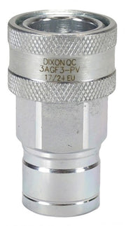 3AGF3-PV by Dixon Valve | Hydraulic Quick Disconnect Coupling | AG-Series | 3/8" Female NPTF x 3/8" Agricultural Interchange Poppet Valve | Socket | Nitrile Seal | Steel