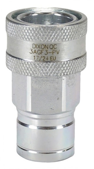 3AGF3-PV by Dixon Valve | Hydraulic Quick Disconnect Coupling | AG-Series | 3/8" Female NPTF x 3/8" Agricultural Interchange Poppet Valve | Socket | Nitrile Seal | Steel