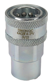 4AGBF4-PV by Dixon Valve | Hydraulic Quick Disconnect Coupling | AG-Series | 1/2" Female BSPP x 1/2" Agricultural Interchange Poppet Valve | Socket | Nitrile Seal | Steel