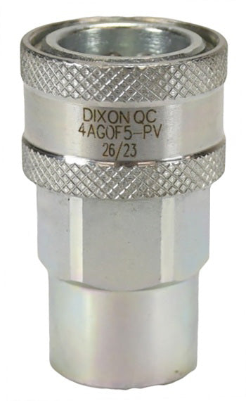 4AGOF5-PV by Dixon Valve | Hydraulic Quick Disconnect Coupling | AG-Series | 5/8" Female ORB x 1/2" Agricultural Interchange Poppet Valve | Socket | Nitrile Seal | Steel