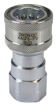 4AGF6-PV by Dixon Valve | Hydraulic Quick Disconnect Coupling | AG-Series | 3/4" Female NPTF x 1/2" Agricultural Interchange Poppet Valve | Socket | Nitrile Seal | Steel