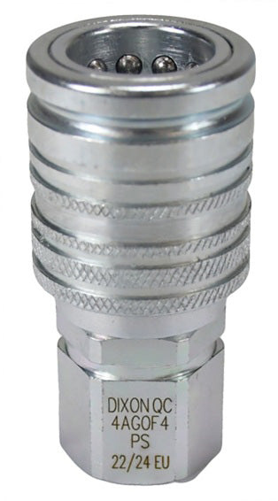 4AGOF4-PS by Dixon Valve | Hydraulic Quick Disconnect Coupling | AG-Series | 1/2" Female ORB x 1/2" Agricultural Interchange Push-Pull Ball Valve | Socket | Nitrile Seal | Steel