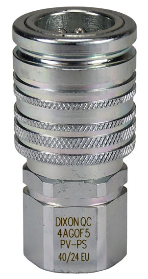 4AGOF5-PV-PS by Dixon Valve | Hydraulic Quick Disconnect Coupling | AG-Series | 5/8" Female ORB x 1/2" Agricultural Interchange Push-Pull Ball Valve | Socket | Nitrile Seal | Steel