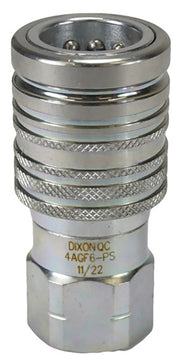 4AGF6-PS by Dixon Valve | Hydraulic Quick Disconnect Coupling | AG-Series | 3/4" Female NPTF x 1/2" Agricultural Interchange Push-Pull Ball Valve | Socket | Nitrile Seal | Steel