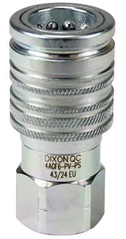 4AGF6-PV-PS by Dixon Valve | Hydraulic Quick Disconnect Coupling | AG-Series | 3/4" Female NPTF x 1/2" Agricultural Interchange Push-Pull Ball Valve | Socket | Nitrile Seal | Steel
