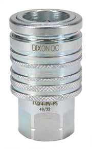 4AGF4-PV-PS by Dixon Valve | Hydraulic Quick Disconnect Coupling | AG-Series | 1/2" Female NPTF x 1/2" Agricultural Interchange Push-Pull Ball Valve | Socket | Nitrile Seal | Steel