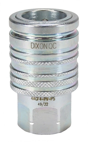 4AGF4-PV-PS by Dixon Valve | Hydraulic Quick Disconnect Coupling | AG-Series | 1/2" Female NPTF x 1/2" Agricultural Interchange Push-Pull Ball Valve | Socket | Nitrile Seal | Steel