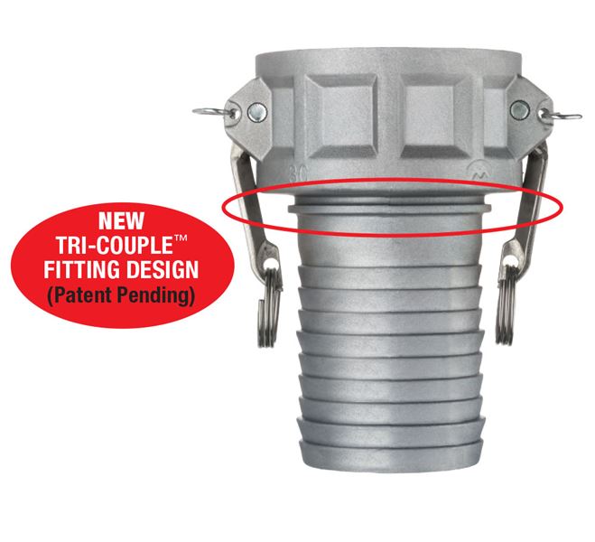 SS-C400 by Kuriyama | SS-C Series | Part C | Cam & Groove Fitting | Tri-Couple | 4" Coupler x 4" Hose Barb | 316 Stainless Steel