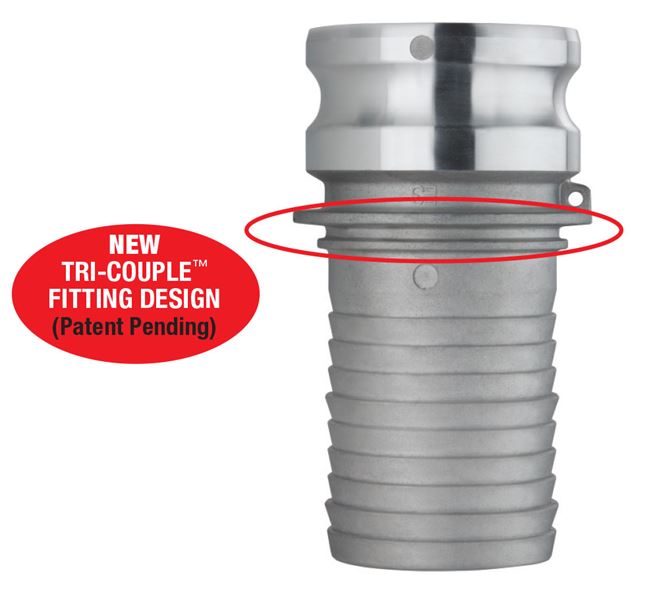 AL-E150 by Kuriyama | AL-E Series | Part E | Cam & Groove Fitting | Tri-Couple | 1-1/2" Adapter x 1-1/2" Hose Barb | Aluminum