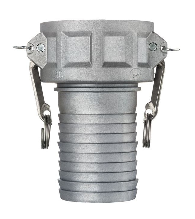 ALSH-C150 by Kuriyama | ALSH-C Series | Part C | Cam & Groove Fitting | Tri-Couple | 1-1/2" Coupler x 1-1/2" Hose Barb | Aluminum / SS Handles