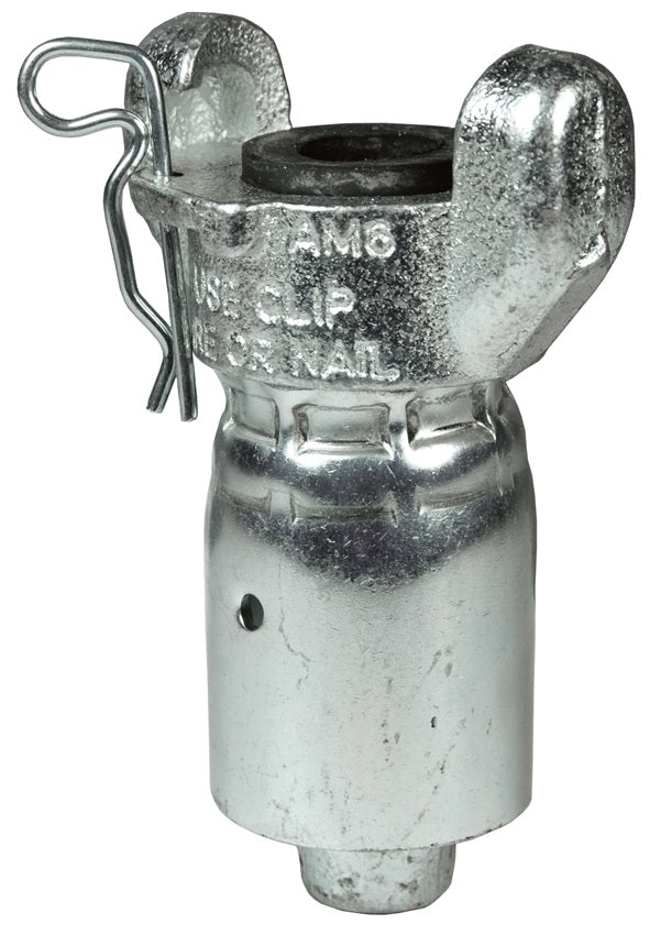 AM11WF-1 Air King® by Dixon Valve | Pneumatic Fitting with Ferrule | 2-Lug Hose End | Chicago Style x 1" Hose ID | Hose OD: From 1-18/64" To 1-34/64" | Iron