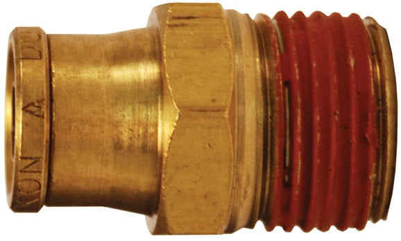 AQ68DOT6X4 by Dixon Valve | D.O.T. Push-In Pneumatic Fitting | Male Connector | 1/4" Male NPTF x 3/8" Tube OD | Brass CA360