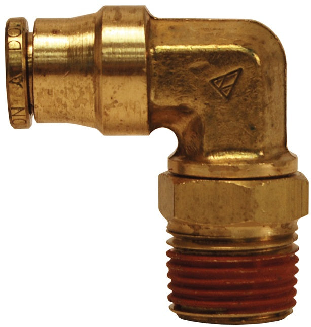 AQ69DOTS4X6 by Dixon Valve | D.O.T. Push-In Pneumatic Fitting | Male Swivel 90° Elbow | 3/8" Male NPTF x 1/4" Tube OD | Brass CA377