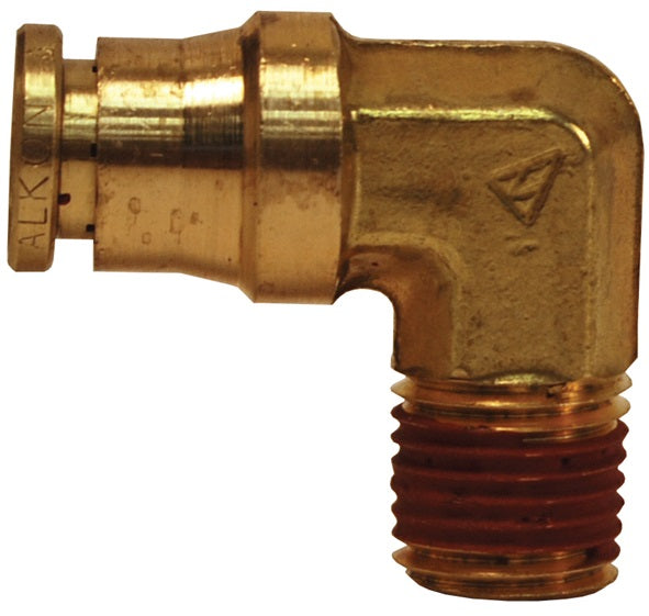 AQ69DOT4X2 by Dixon Valve | D.O.T. Push-In Pneumatic Fitting | Male 90° Elbow | 1/8" Male NPTF x 1/4" Tube OD | Brass CA377