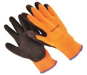 ARCTIC-OR-XL Seattle Gloves | 10 Gauge Hivis w/ Latex Palm Gloves | Orange Fleece Lines | Black Micro-Foam | Blue Hem | X-Large | Pack of 12