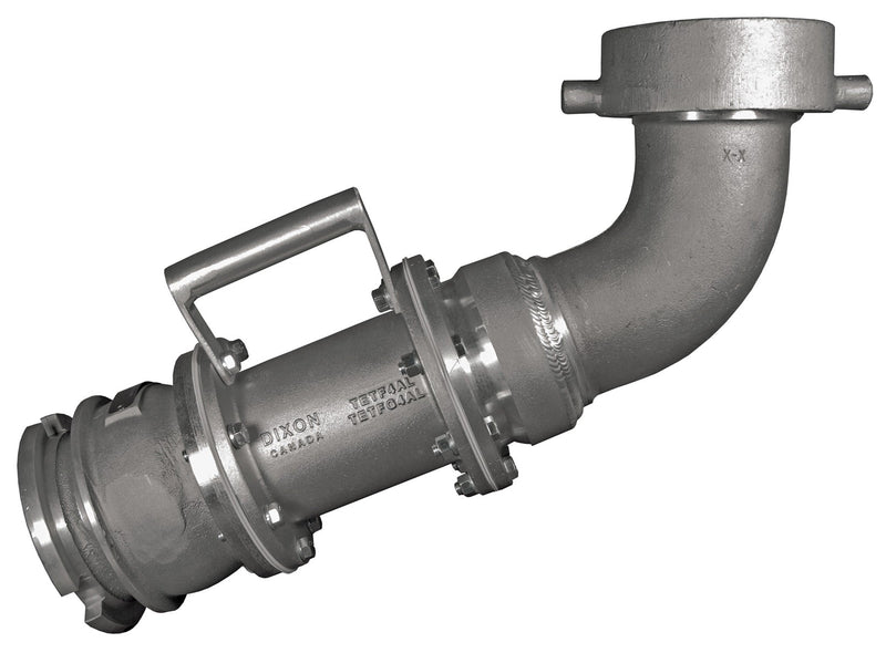 ATC40ASSDDA by Dixon Valve | Railroad Unloading Assembly | with MannTek Dry Disconnect Adapter | 4" Adapter Size | 5" Swivel Nut Size | Aluminum