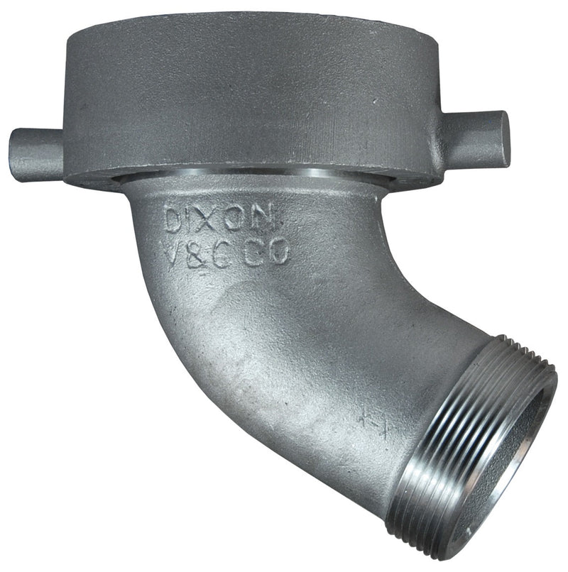 ATCT30 by Dixon Valve | Railroad Tank Car Connection | Style T | 120° Elbow | 3" Male NPT x 5" Swivel Nut | Aluminum