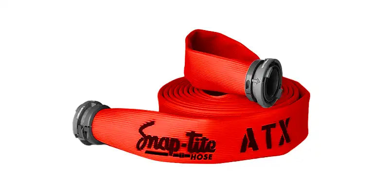 ATX50X50R50S by Snap-Tite | ATX Series | 3-Ply Fire Hose Assembly with Nitrile Liner | 5" Hose I.D. with 5" Storzs | 300 PSI | Red | 50ft Length