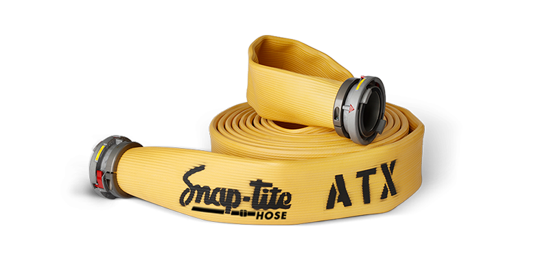 ATX50X50Y50S by Snap-Tite | ATX Series | 3-Ply Fire Hose Assembly with Nitrile Liner | 5" Hose I.D. with 5" Storzs | 300 PSI | Yellow | 50ft Length